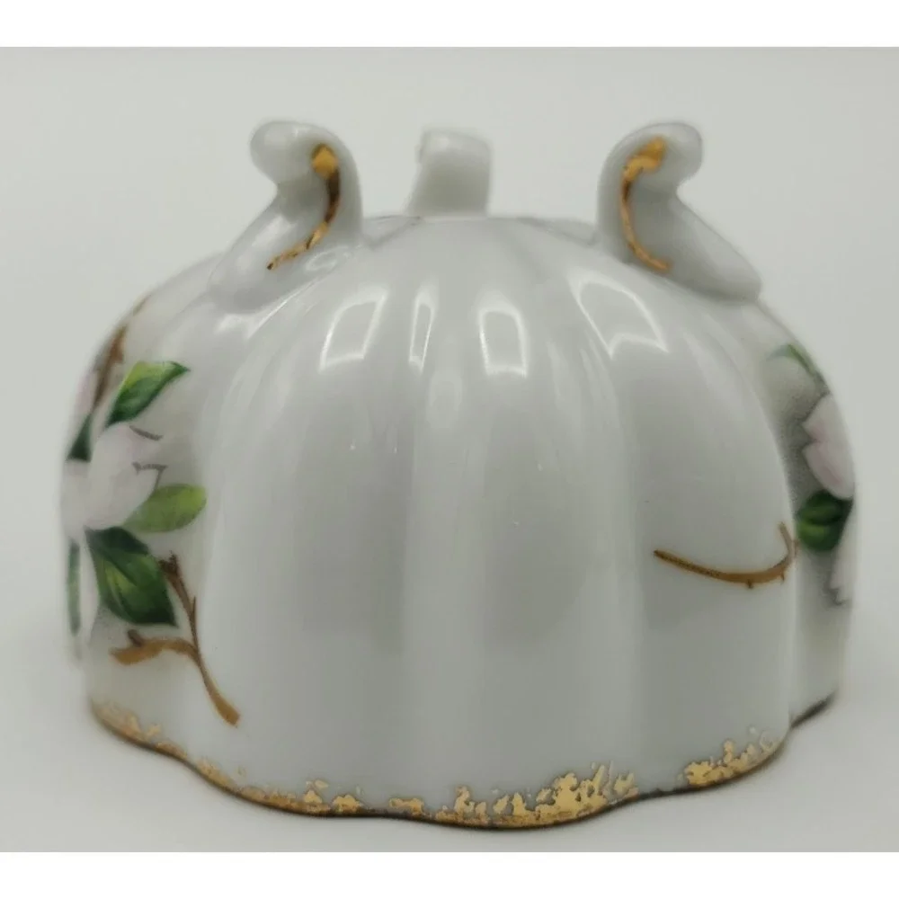 Vtg Dogwood Footed Guilded Serving‎ Mayonnaise Sugar Bowl Lid Spoon NW-DW-60